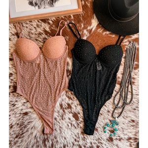 Black Rhinestone Bodysuit